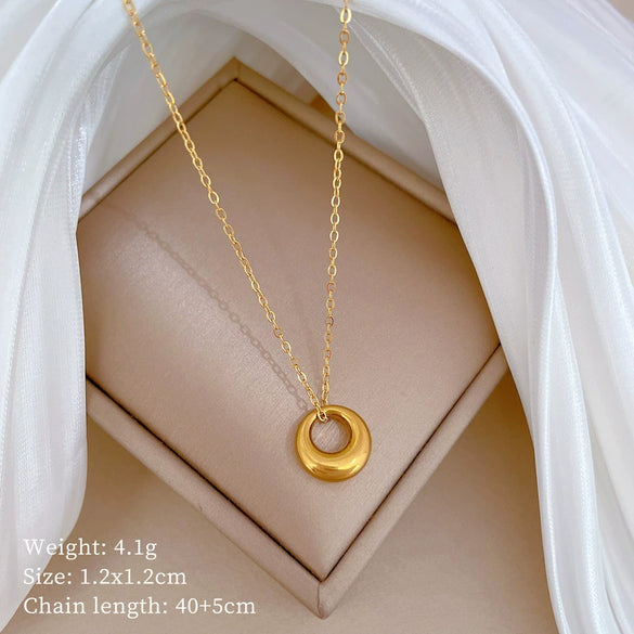 Titanium Steel Cold Necklace With Geometric Pattern Cartoon And Plant Flowers Style Electroplating Treatment Unisex