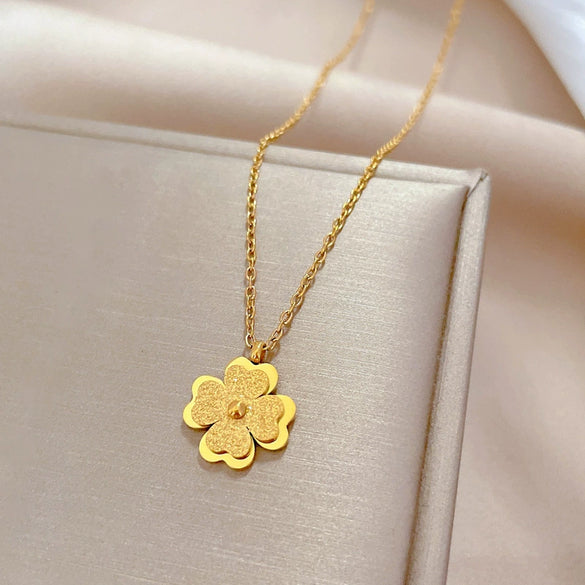 Titanium Steel Cold Necklace With Geometric Pattern Cartoon And Plant Flowers Style Electroplating Treatment Unisex