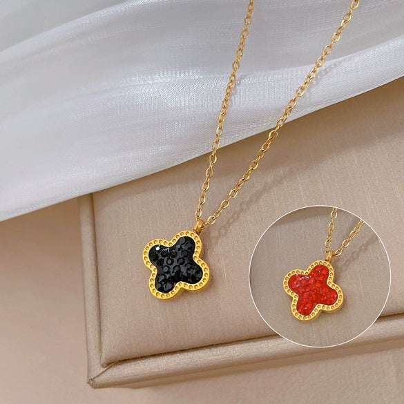Titanium Steel Cold Necklace With Geometric Pattern Cartoon And Plant Flowers Style Electroplating Treatment Unisex