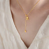 316L Stainless Steel Collarbone Necklace With Geometric Hollow Love Bear Design And Electroplating Treatment