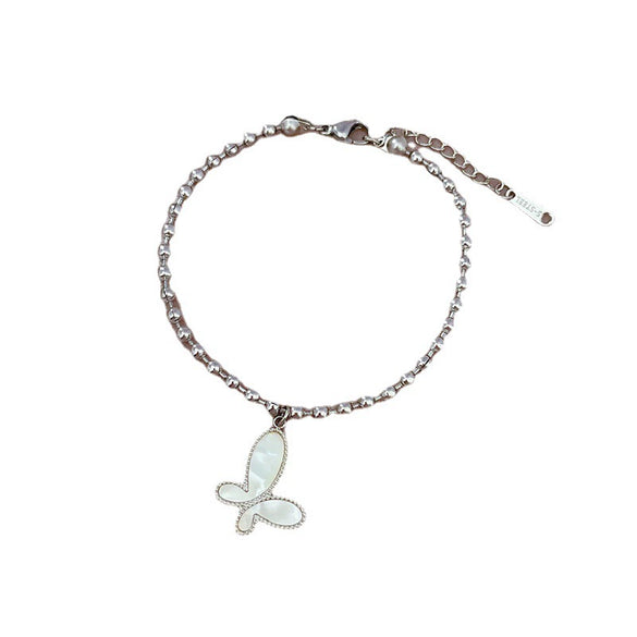 Titanium Steel Constellation Butterfly Ball Chain Bracelet For Women Electroplated Retro Style