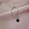 Titanium Steel Constellation Five Leaf Clover Round Bead Gold Inlaid Bracelet For Women