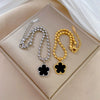 Titanium Steel Constellation Five Leaf Clover Round Bead Gold Inlaid Bracelet For Women