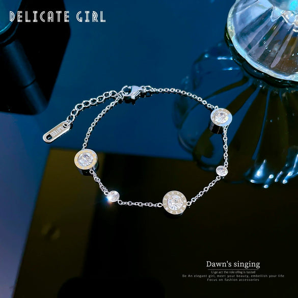 Titanium Steel Constellation Gold Inlaid Chain Bracelet For Women