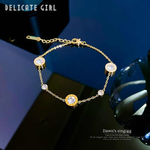 Titanium Steel Constellation Gold Inlaid Chain Bracelet For Women
