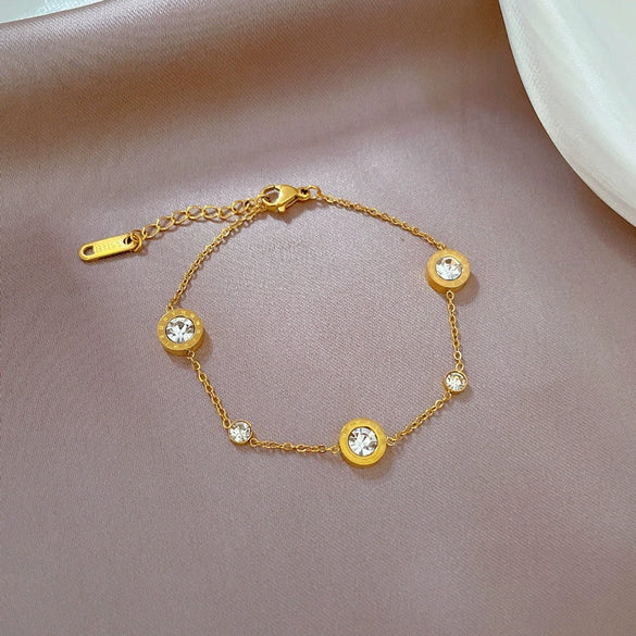 Titanium Steel Constellation Gold Inlaid Chain Bracelet For Women