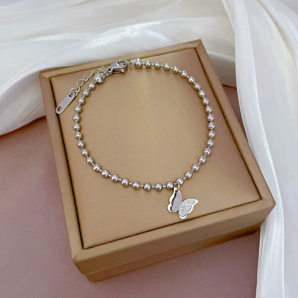 Titanium Steel Constellation Gold Inlaid Round Bead Bracelet For Women