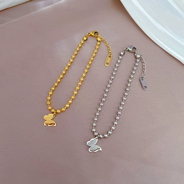 Titanium Steel Constellation Gold Inlaid Round Bead Bracelet For Women
