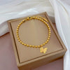 Titanium Steel Constellation Gold Inlaid Round Bead Bracelet For Women