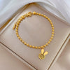 Titanium Steel Constellation Gold Inlaid Round Bead Bracelet For Women