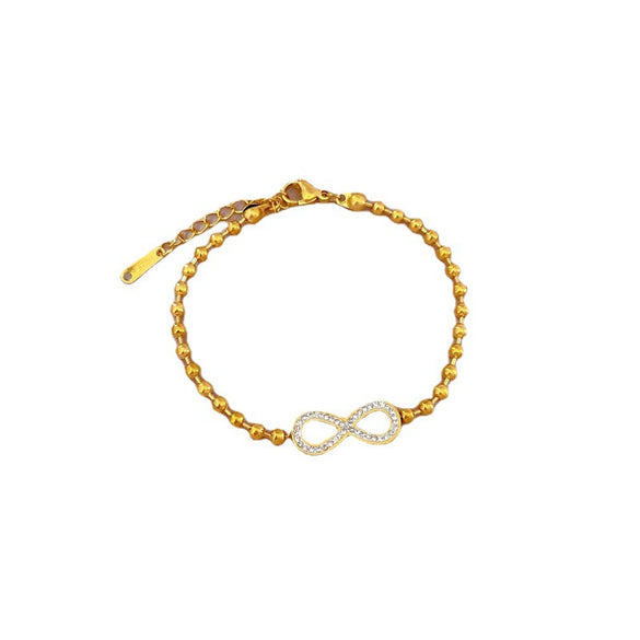 Titanium Steel Constellation Gold Inlaid Round Beads Bracelet For Women
