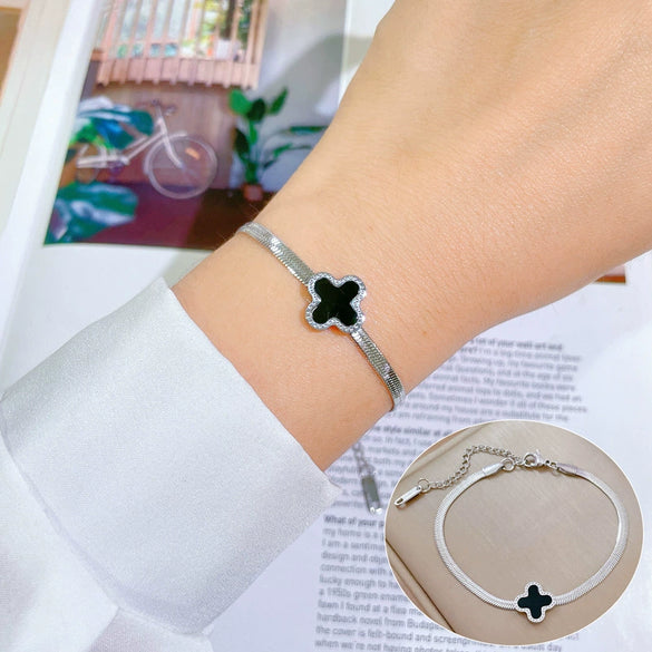 Titanium Steel Constellation Gold Inlaid Snake Chain Round Bead Bracelet For Women