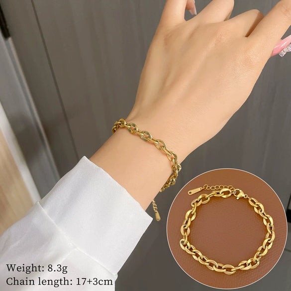 Titanium Steel Constellation Gold Inlaid Women's Hiphop Style Bracelet