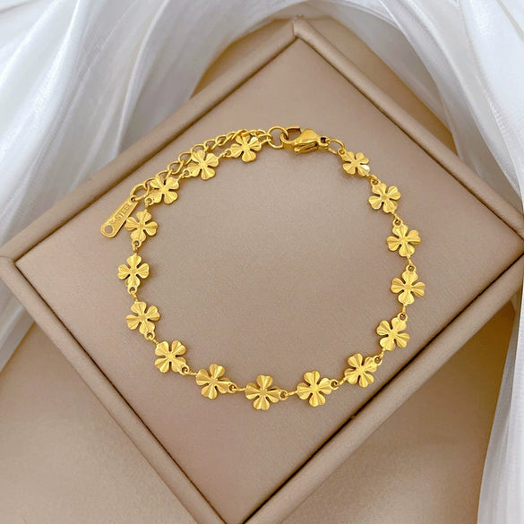 Titanium Steel Constellation Inlaid With Gold Chain Bracelet For Women