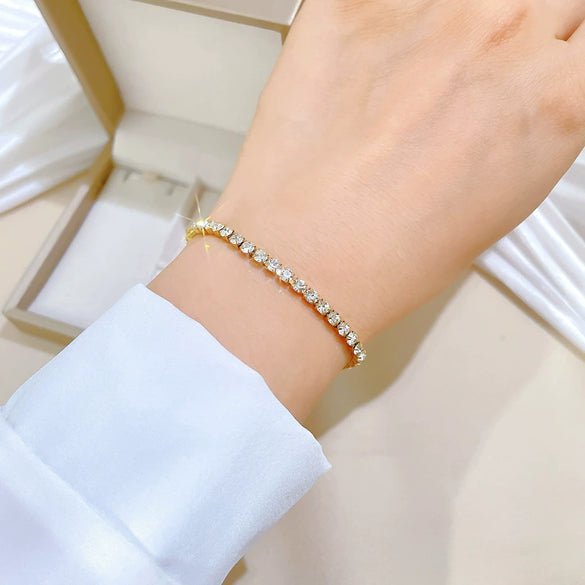 Titanium Steel Constellation Pattern Zircon Inlaid Gold Bracelet For Women And Unisex