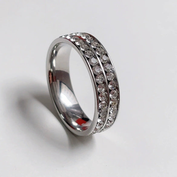 Stainless Steel Constellation Ring With Diamond Set Star Design Light Luxury Stainless Steel Jewelry For Women And Couples