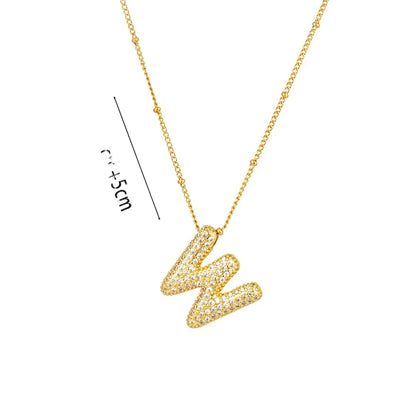 Titanium Steel Copper 18K Gold Plated Casual Simple Style Inlay Letter Zircon Pendant Necklace