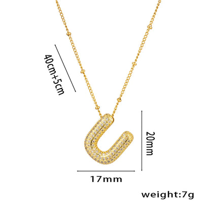 Titanium Steel Copper 18K Gold Plated Casual Simple Style Inlay Letter Zircon Pendant Necklace