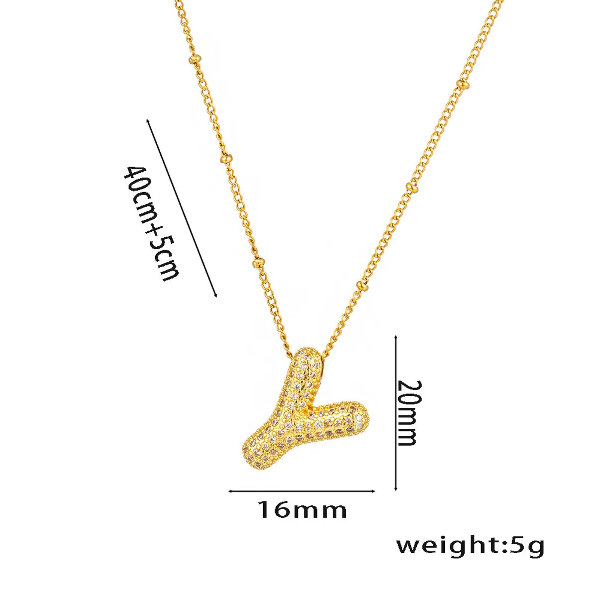 Titanium Steel Copper 18K Gold Plated Casual Simple Style Inlay Letter Zircon Pendant Necklace