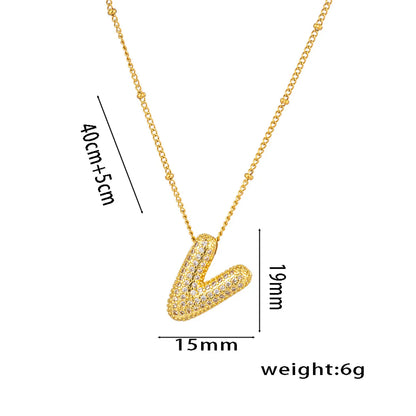 Titanium Steel Copper 18K Gold Plated Casual Simple Style Inlay Letter Zircon Pendant Necklace