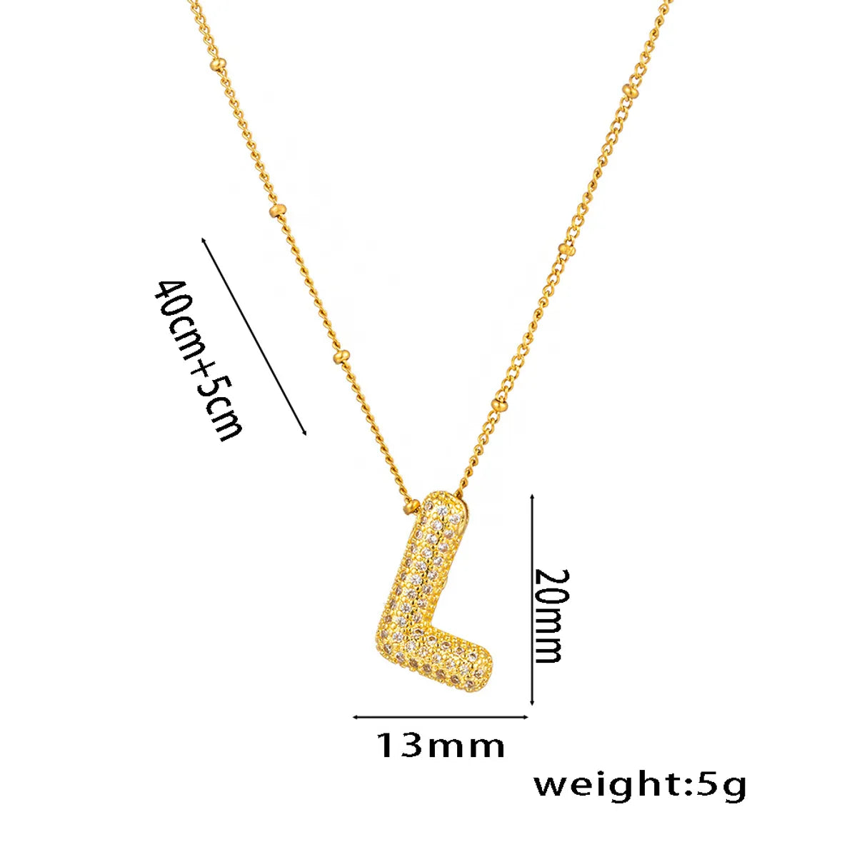 Titanium Steel Copper 18K Gold Plated Casual Simple Style Inlay Letter Zircon Pendant Necklace