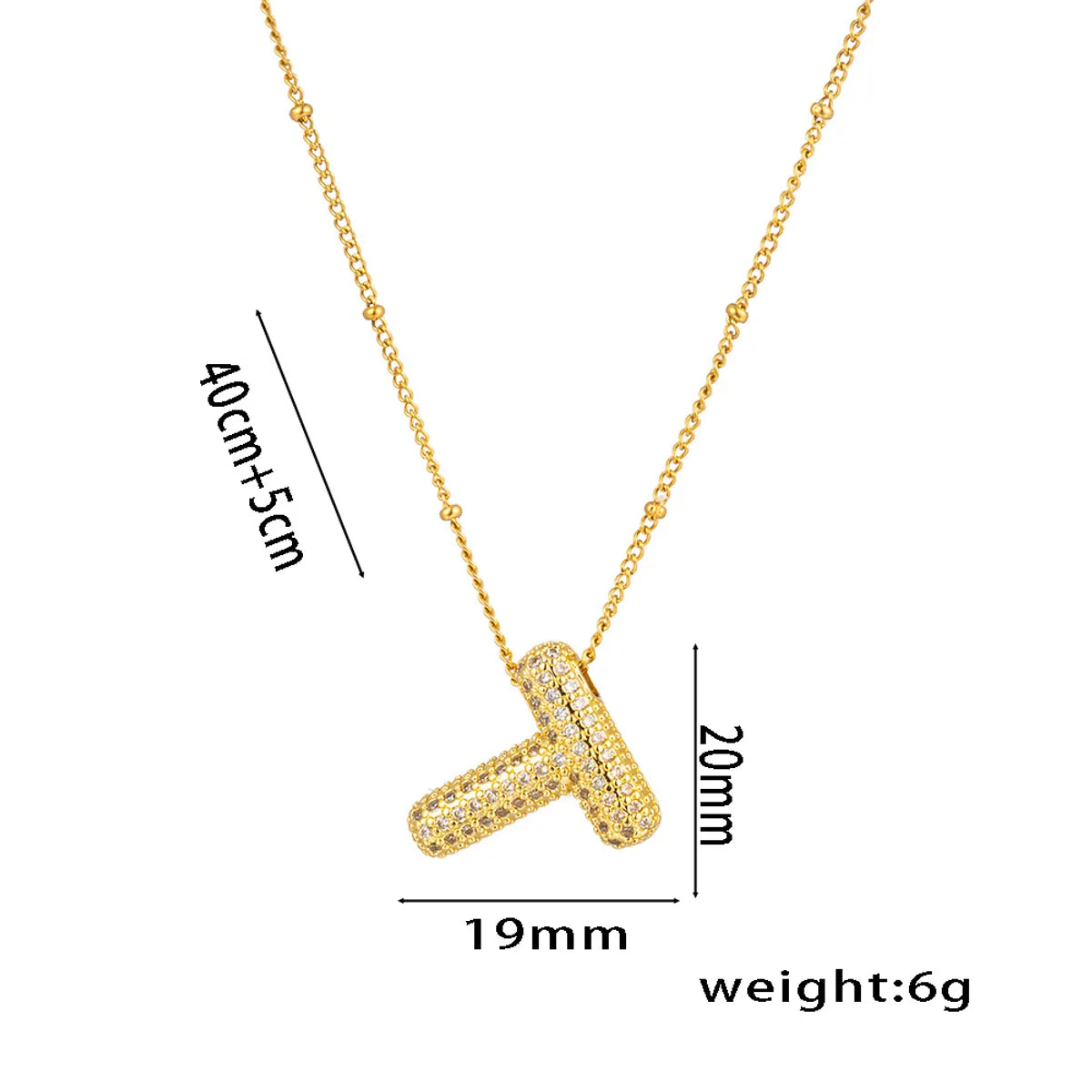 Titanium Steel Copper 18K Gold Plated Casual Simple Style Inlay Letter Zircon Pendant Necklace