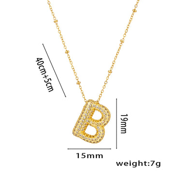 Titanium Steel Copper 18K Gold Plated Casual Simple Style Inlay Letter Zircon Pendant Necklace