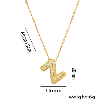 Titanium Steel Copper 18K Gold Plated Casual Simple Style Inlay Letter Zircon Pendant Necklace