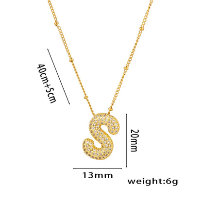 Titanium Steel Copper 18K Gold Plated Casual Simple Style Inlay Letter Zircon Pendant Necklace