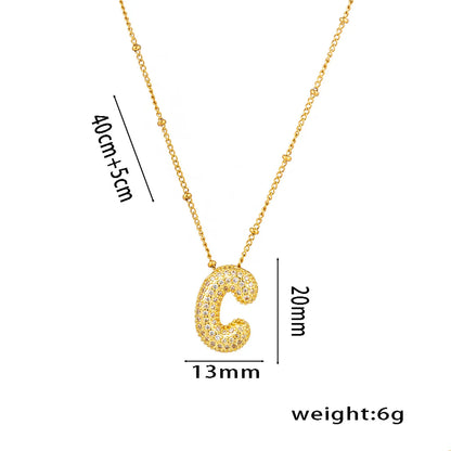 Titanium Steel Copper 18K Gold Plated Casual Simple Style Inlay Letter Zircon Pendant Necklace