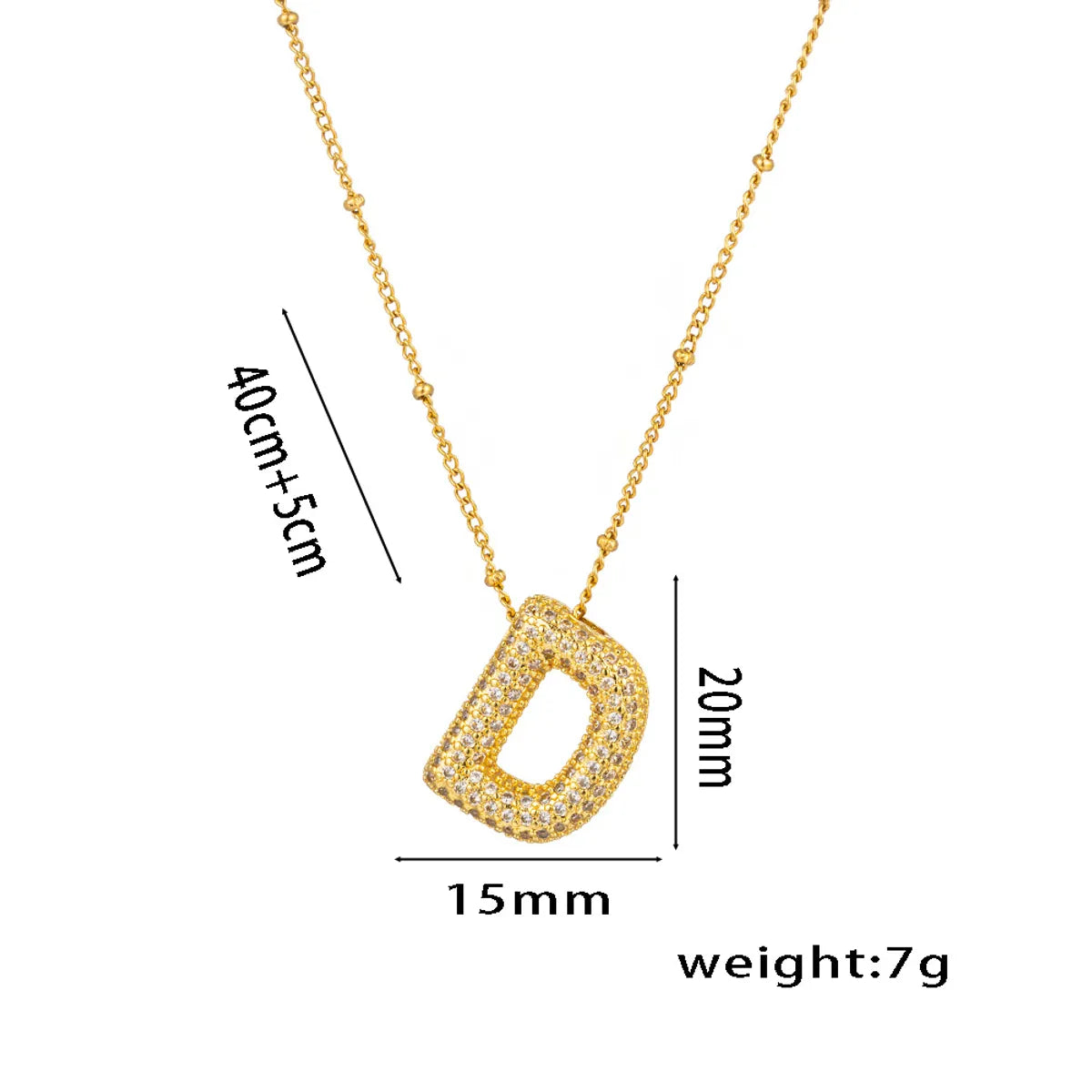 Titanium Steel Copper 18K Gold Plated Casual Simple Style Inlay Letter Zircon Pendant Necklace