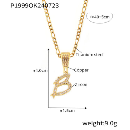 Titanium Steel Copper 18K Gold Plated Plating Letter Pendant Necklace