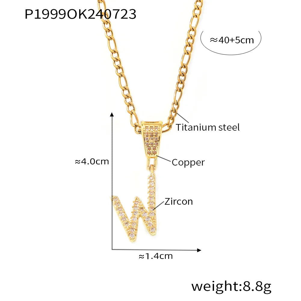 Titanium Steel Copper 18K Gold Plated Plating Letter Pendant Necklace