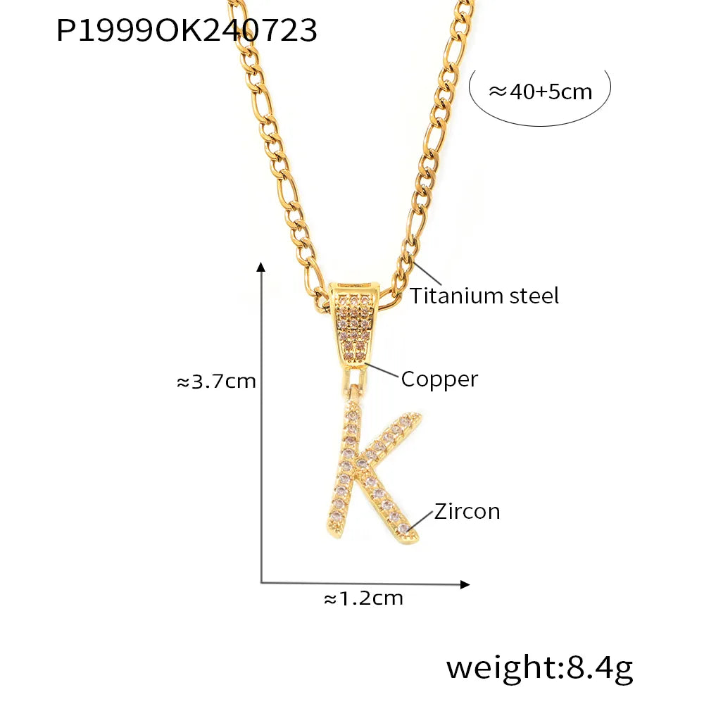 Titanium Steel Copper 18K Gold Plated Plating Letter Pendant Necklace