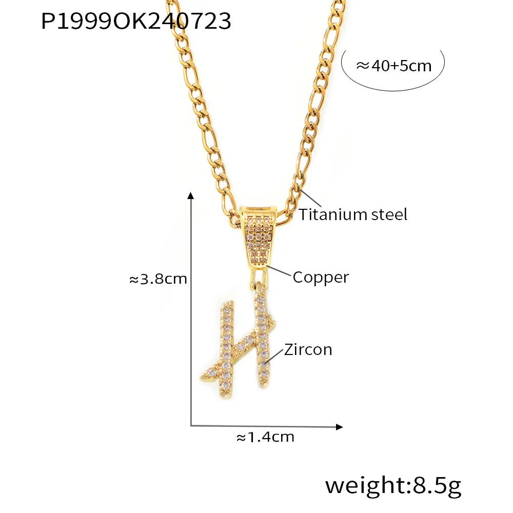 Titanium Steel Copper 18K Gold Plated Plating Letter Pendant Necklace