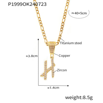 Titanium Steel Copper 18K Gold Plated Plating Letter Pendant Necklace