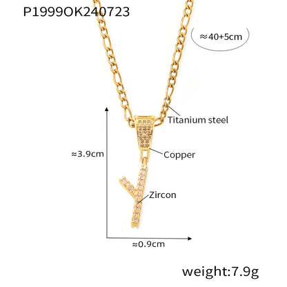 Titanium Steel Copper 18K Gold Plated Plating Letter Pendant Necklace