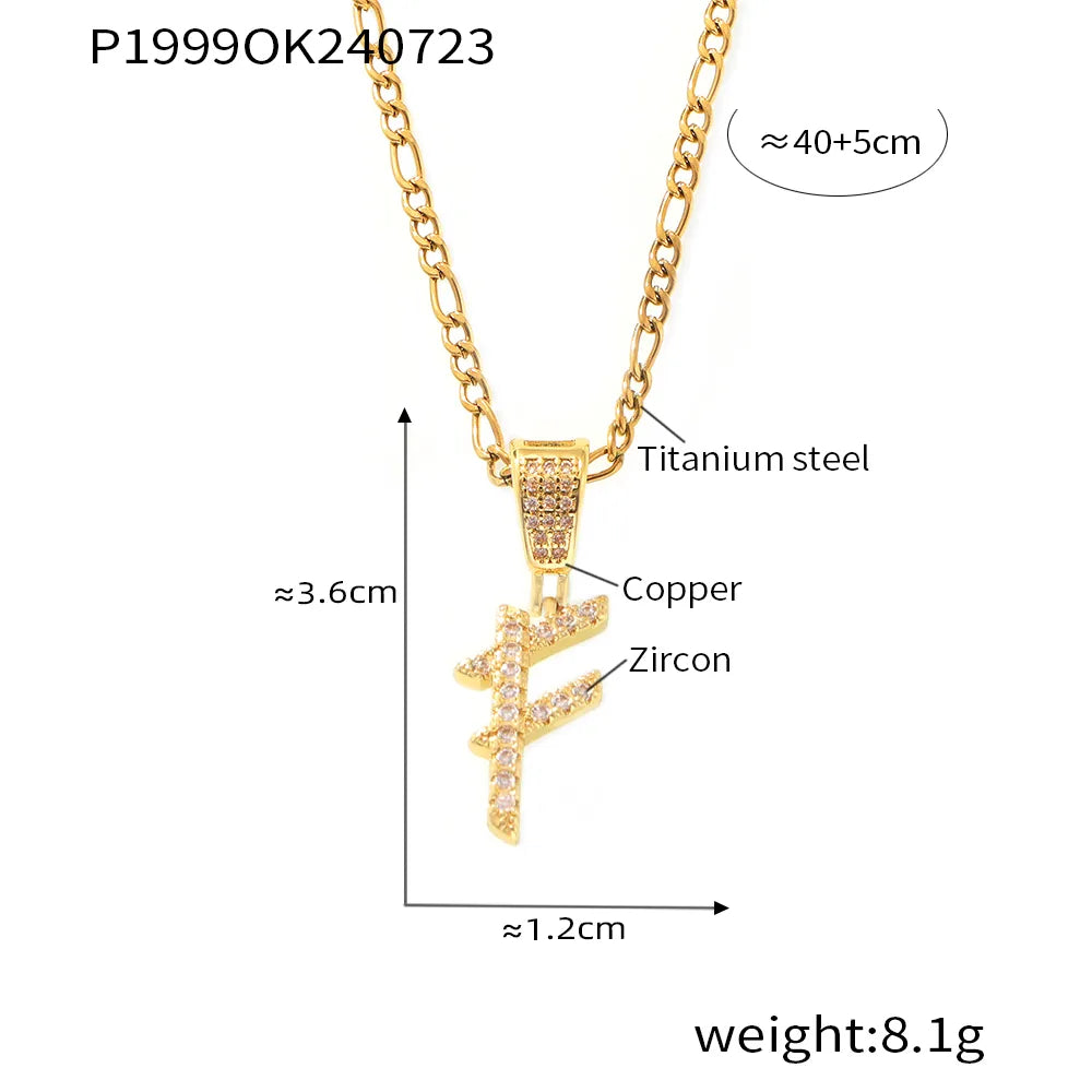 Titanium Steel Copper 18K Gold Plated Plating Letter Pendant Necklace