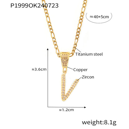 Titanium Steel Copper 18K Gold Plated Plating Letter Pendant Necklace