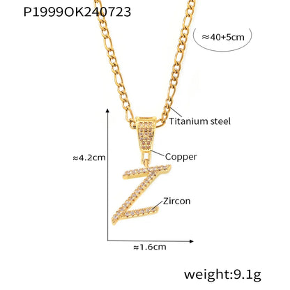 Titanium Steel Copper 18K Gold Plated Plating Letter Pendant Necklace