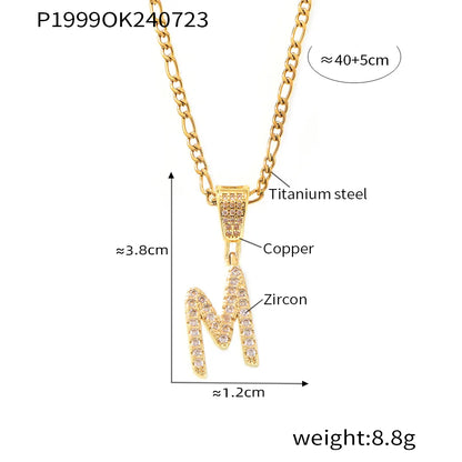 Titanium Steel Copper 18K Gold Plated Plating Letter Pendant Necklace