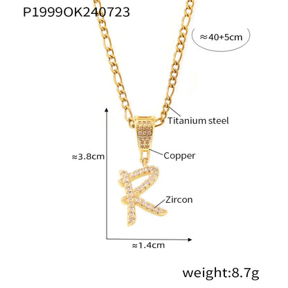 Titanium Steel Copper 18K Gold Plated Plating Letter Pendant Necklace