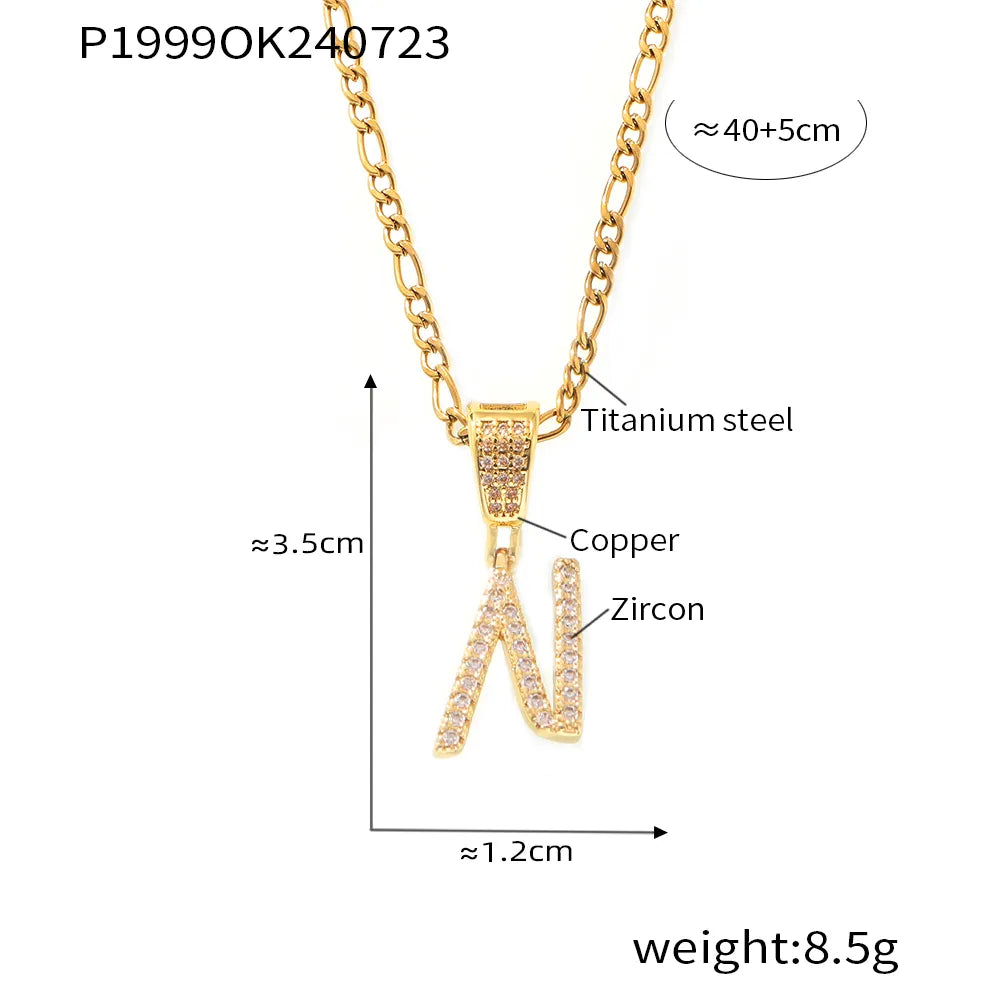 Titanium Steel Copper 18K Gold Plated Plating Letter Pendant Necklace