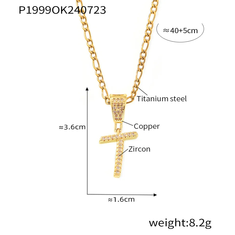 Titanium Steel Copper 18K Gold Plated Plating Letter Pendant Necklace