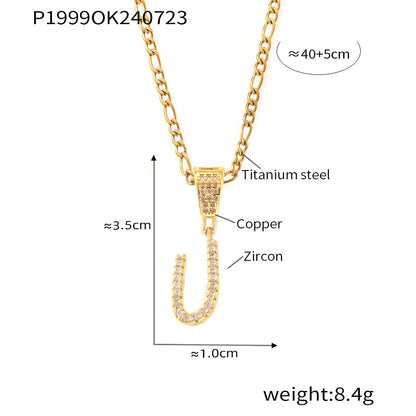 Titanium Steel Copper 18K Gold Plated Plating Letter Pendant Necklace