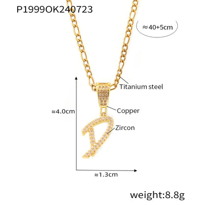 Titanium Steel Copper 18K Gold Plated Plating Letter Pendant Necklace