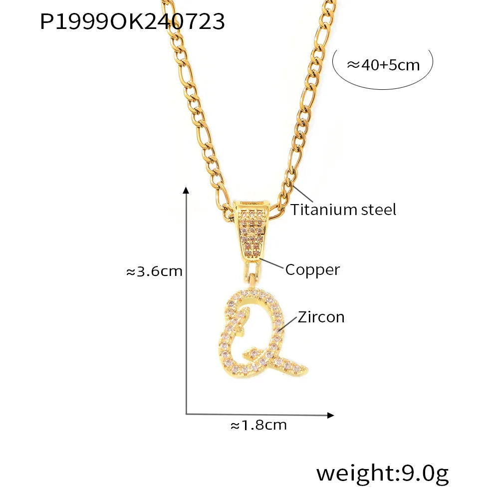 Titanium Steel Copper 18K Gold Plated Plating Letter Pendant Necklace