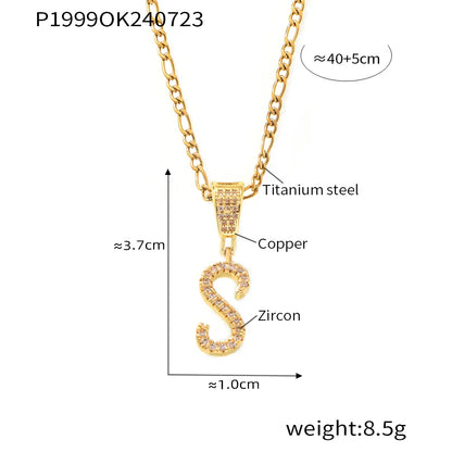 Titanium Steel Copper 18K Gold Plated Plating Letter Pendant Necklace