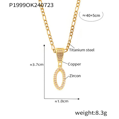 Titanium Steel Copper 18K Gold Plated Plating Letter Pendant Necklace