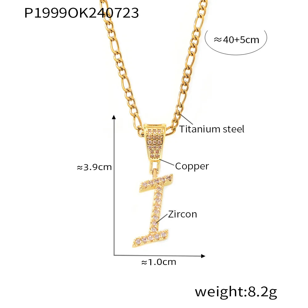 Titanium Steel Copper 18K Gold Plated Plating Letter Pendant Necklace